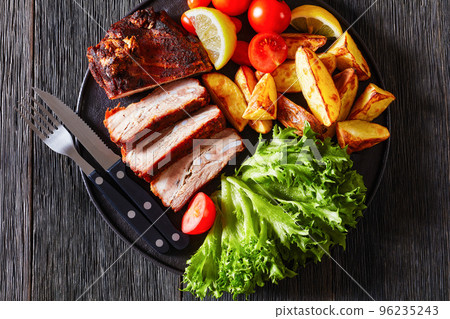 grilled  Pork Spare Ribs Belly with roast potato 96235243