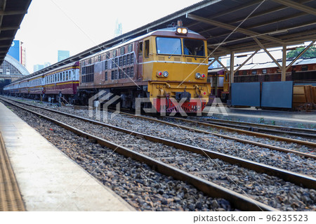 Thailand vintage train stop in trainstation Thailand vintage train stop in trainstation 96235523