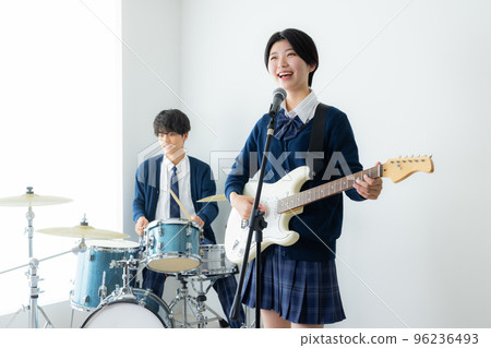 Drummer high school girl drum class Drummer high school girl drum class 96236493