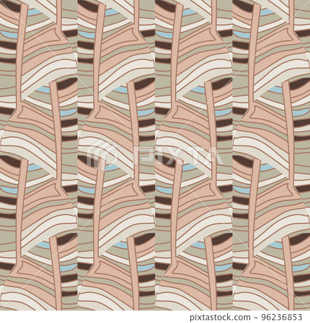 Abstract linear seamless pattern. Outline waves tile endless wallpaper. Vintage line ornament. 96236853