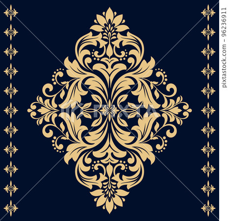 Damask graphic ornament. Floral design element. Gold pattern Damask graphic ornament. Floral design element. Gold pattern 96236911