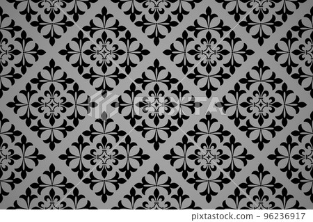 Flower geometric pattern. Seamless background. Black  96236917