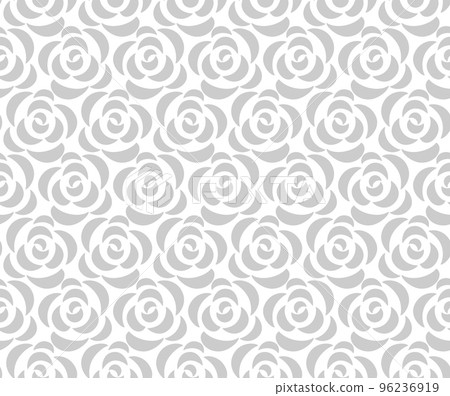 Flower geometric pattern with roses. Seamless background. White and gray ornament. 96236919