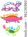 Three kinds of picture book style dinosaurs 96236960