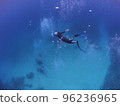 Diver diving like a mermaid 96236965
