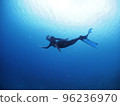 Diver diving like a mermaid 96236970