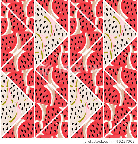Creative skin endless wallpaper. Abstract watermelon slices mosaic seamless pattern. Creative skin endless wallpaper. Abstract watermelon slices mosaic seamless pattern. 96237005