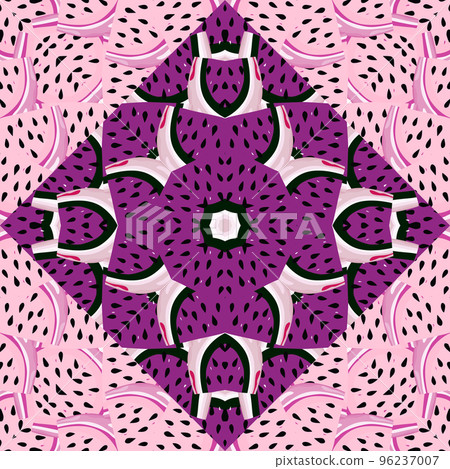 Abstract watermelon slices mosaic seamless pattern. Creative skin endless wallpaper. Abstract watermelon slices mosaic seamless pattern. Creative skin endless wallpaper. 96237007