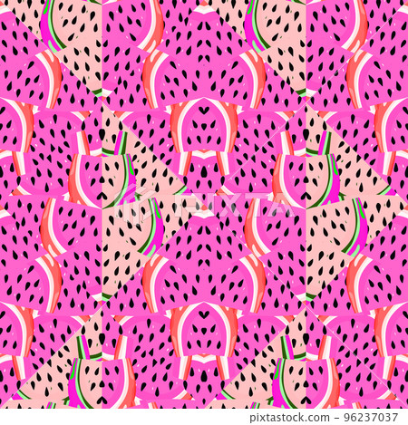 Abstract watermelon slices mosaic seamless pattern. Creative skin endless wallpaper. Abstract watermelon slices mosaic seamless pattern. Creative skin endless wallpaper. 96237037