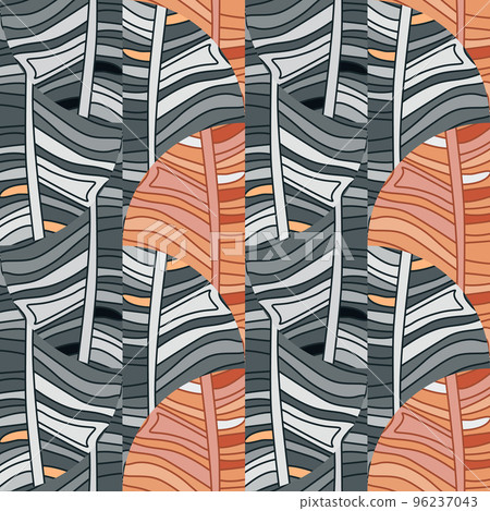 Abstract linear seamless pattern. Outline waves tile endless wallpaper. Vintage line ornament. 96237043