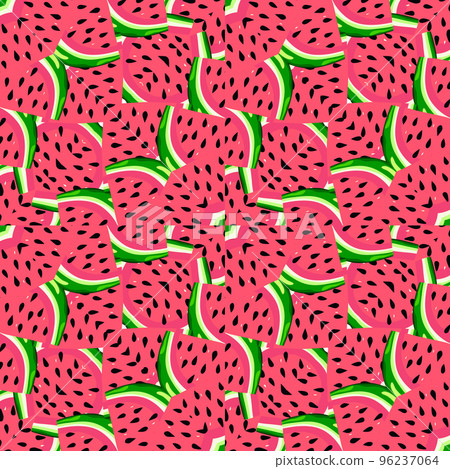 Abstract watermelon slices mosaic seamless pattern. Creative skin endless wallpaper. Abstract watermelon slices mosaic seamless pattern. Creative skin endless wallpaper. 96237064