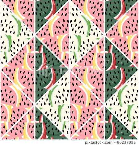 Creative skin endless wallpaper. Abstract watermelon slices mosaic seamless pattern. Creative skin endless wallpaper. Abstract watermelon slices mosaic seamless pattern. 96237088