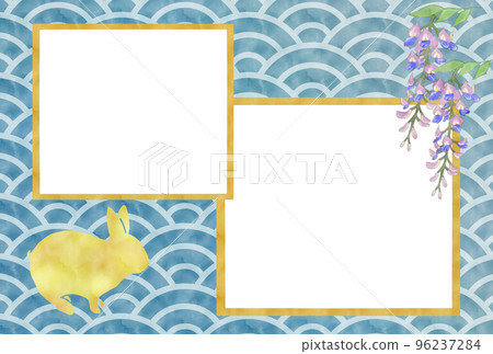 New Year's card Rabbit Seigaiha Wisteria New Year's card Rabbit Seigaiha Wisteria 96237284