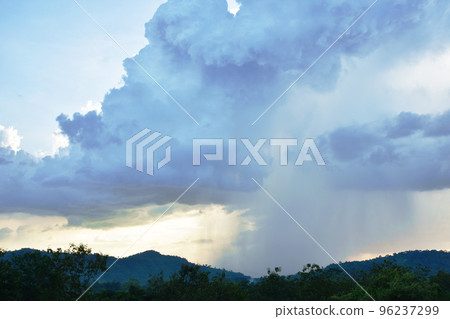 landscape of water reservoir lake with mountain background in sunset landscape of water reservoir lake with mountain background in sunset 96237299