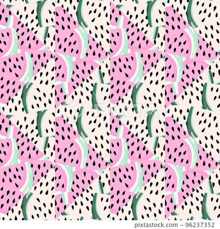 Abstract watermelon slices mosaic seamless pattern. Creative skin endless wallpaper. Abstract watermelon slices mosaic seamless pattern. Creative skin endless wallpaper. 96237352