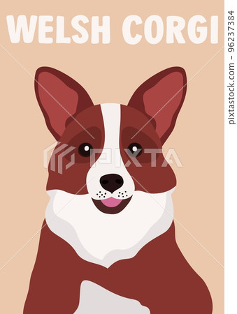 Cute portrait of welsh corgi. Corgi dog poster. Funny kids animal print. Cute portrait of welsh corgi. Corgi dog poster. Funny kids animal print. 96237384