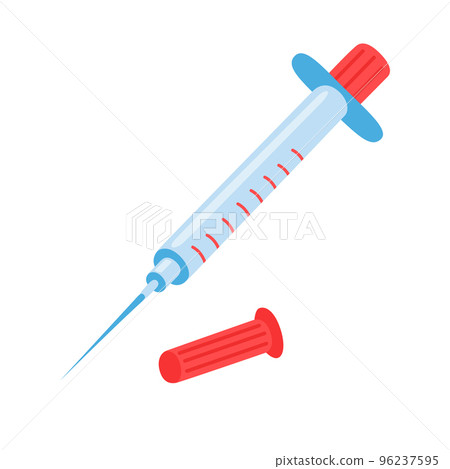 Flat illustration of Syringe on a white background Flat illustration of Syringe on a white background 96237595