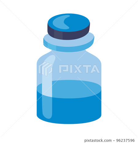 Glass vial with liquid medicine. 96237596