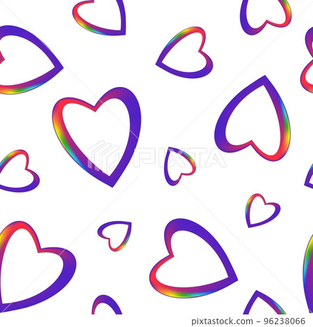 Purple gradient hearts with rainbow edge, seamless pattern for p 96238066