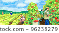 Farmers harvesting crops with watercolor painting 96238279
