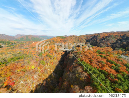 Naruko Gorge of autumn leaves aerial view 96238475
