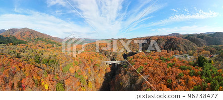 Naruko Gorge of autumn leaves aerial view Naruko Gorge of autumn leaves aerial view 96238477