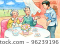 Elderly people and facility staff 96239196