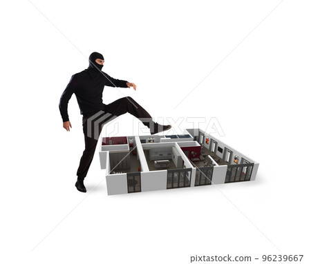 Thief with balaclava is ready to rob an apartment Thief with balaclava is ready to rob an apartment 96239667