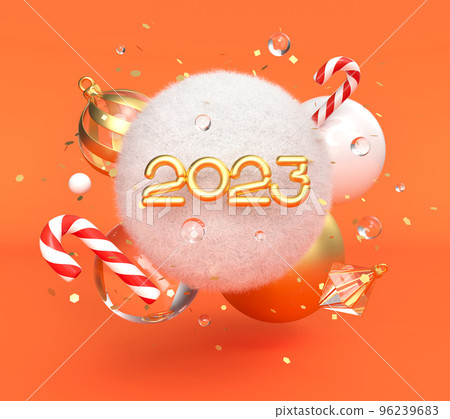 Happy New Year 2023 modern colorful 3d poster Happy New Year 2023 modern colorful 3d poster 96239683