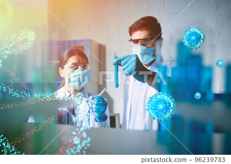 Medical science laboratory. Concept of virus and bacteria research. Medical science laboratory. Concept of virus and bacteria research. 96239783