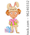 Cute little girl in a costume of rabbit 96240332