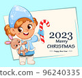 Cute Girl in a costume of Snow Maiden 96240335