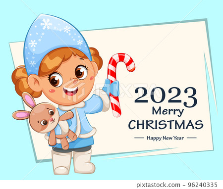 Cute Girl in a costume of Snow Maiden 96240335