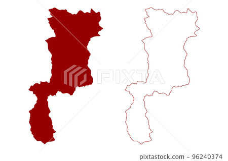 Bolsover Non-metropolitan district (United Kingdom of Great Britain and Northern Ireland, ceremonial county Derbyshire, England) map vector illustration, scribble sketch map 96240374