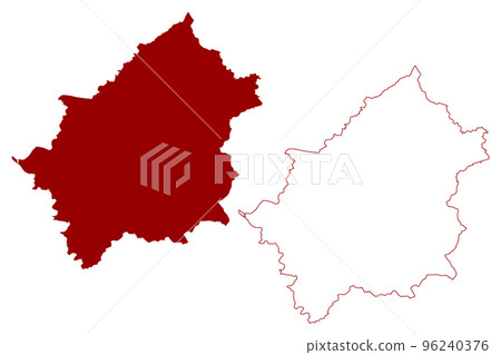 Carlisle Non-metropolitan district (United Kingdom of Great Britain and Northern Ireland, ceremonial county Cumbria, England) map vector illustration, scribble sketch City of Carlisle map 96240376