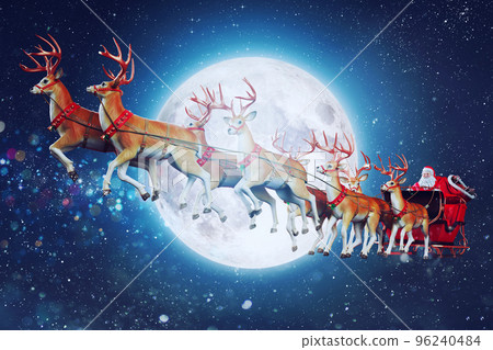 Santa claus in a sleigh ready to deliver presents with sleigh Santa claus in a sleigh ready to deliver presents with sleigh 96240484