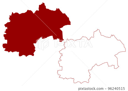 Chesterfield Non-metropolitan district (United Kingdom of Great Britain and Northern Ireland, ceremonial county Derbyshire, England) map vector, scribble sketch Borough of Chesterfield map 96240515