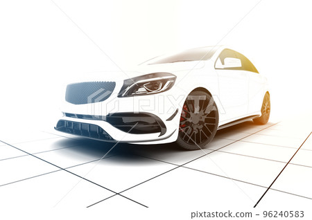 Beautiful unbranded generic wireframe sport car in sunlight 96240583
