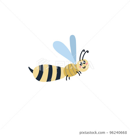 Cartoon wasp with stripes. Honey bee cute character. Vector illustration Cartoon wasp with stripes. Honey bee cute character. Vector illustration 96240668
