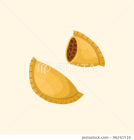 Vector illustration of a South American dish - empanadas. Kitchen for New Year and Christmas. Flat style. 96241516