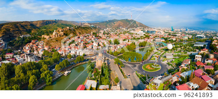 Tbilisi old town aerial panoramic view Tbilisi old town aerial panoramic view 96241893