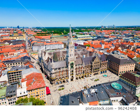 Marienplatz aerial panoramic view in Munich city, Germany Marienplatz aerial panoramic view in Munich city, Germany 96242408