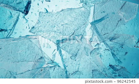 Abstract ice texture. A network of cracks on a piece of blue ice Abstract ice texture. A network of cracks on a piece of blue ice 96242545