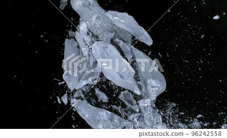 Abstract ice texture. A network of cracks on a piece of blue ice Abstract ice texture. A network of cracks on a piece of blue ice 96242558