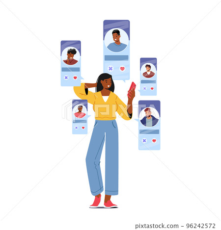 Online Dating Service Application, Social Media, Virtual Relationship Communication Concept. Girl Look For Couple 96242572