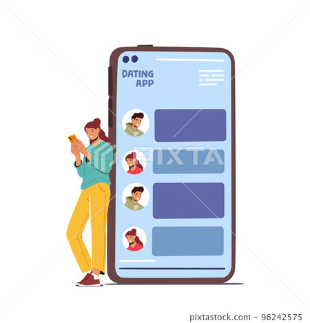 Online Dating Service Application, Social Media, Virtual Relationship Communication. Woman Messaging In Smartphone Online Dating Service Application, Social Media, Virtual Relationship Communication. Woman Messaging In Smartphone 96242575