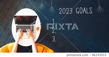 2023 goals with person using a laptop 96243055