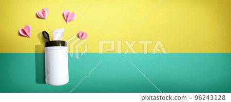 Sanitizer wipe with paper craft hearts Sanitizer wipe with paper craft hearts 96243128