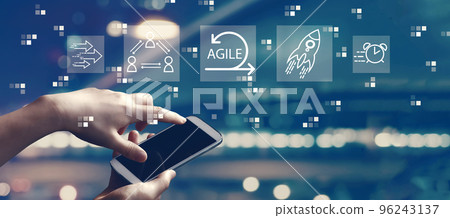 Agile concept with person using smartphone 96243137