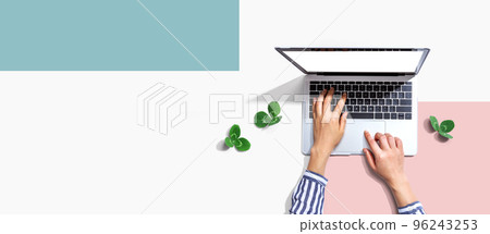 Laptop computer with shamrock leaves Laptop computer with shamrock leaves 96243253